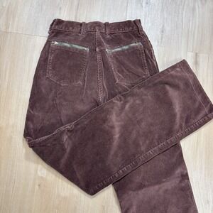 Y2K Brown Corduroy Size 9 Pants 24x29 High Waist Wide Leg Mom Zipper Pockets